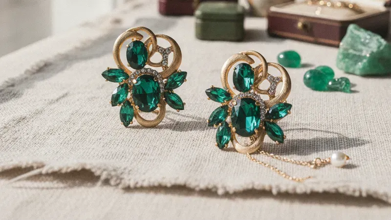 Boucle Doreille Emeraude Fantaisie